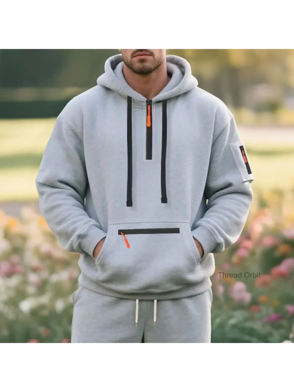 Men's Fleece Quarter Zip Pullover Hoodie Athletic Workout Sweatshirt with